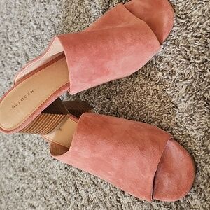 STUNNING Halogen asymmetrical Blush Suede Mules